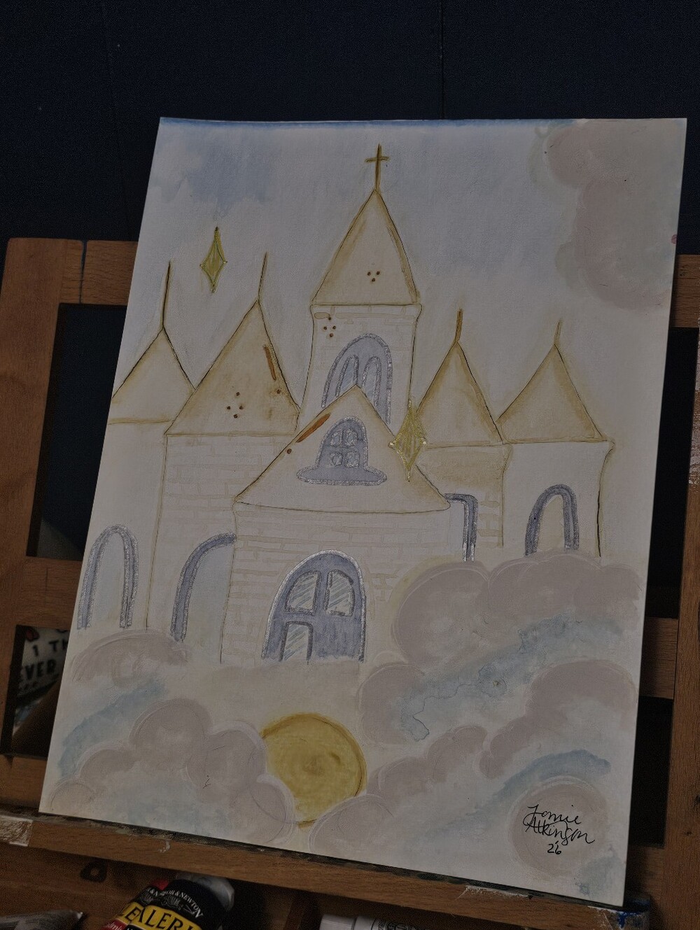 Watercolor Painted Castle Art